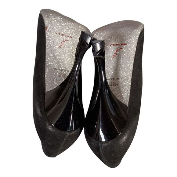 Rene Caovilla Pumps Heels Shoes Suede Black Women's 39.5/US 9.5 - Picture 10 of 11